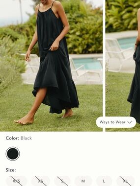 Anthropologie Black Gauze Maxi Dress with Spaghetti Straps